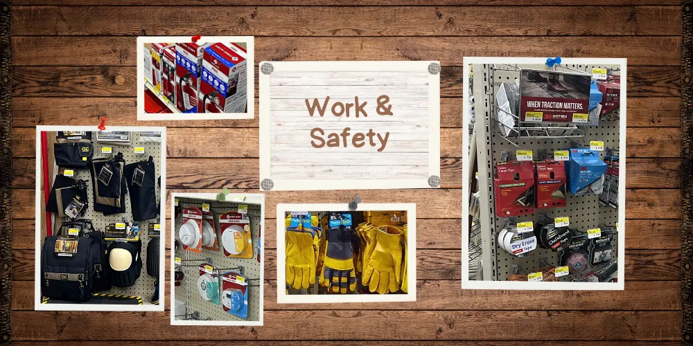 Work Gloves (large selection) • Fire Extinguishers • Safety Equipment • Lacrosse Boots • Stair Treads, Traction Tape, Velcro Tape